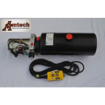 12V Single Acting Hydraulic Power unit, 8 Liter Metal Tank, Dump Tipper Trailer