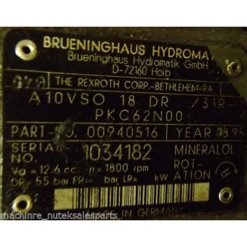 Brueninghaus Hydromatic Hydraulic Pump A10VSO-18-DR/31R-PKC62N00 _ 00940516