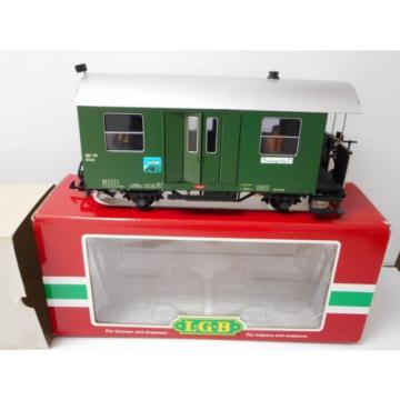 LGB 41520 DR Green Baggage Car w Lights &amp; Ball-bearing Metal Wheels G Scale