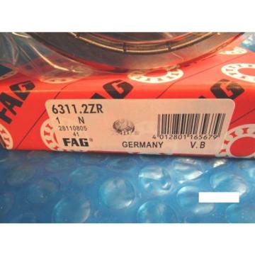 FAG 6311 2ZR, Single Row Radial Bearing(=2 SKF 2Z, NSK,NTN,Timken/Fafnir 311KDD)