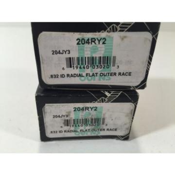 (2) Genuine Peer 204RY2 Agricultural Bearings .632 ID Radial Flat Outer Race