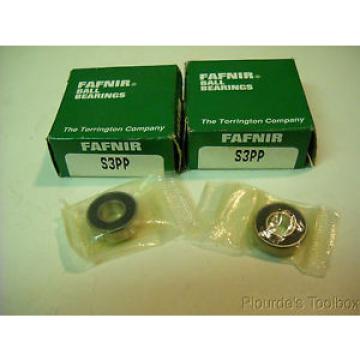 Lot of (2) New Fafnir S3PP Sealed Deep Groove Radial Ball Bearings, 3/8&#034; x 7/8&#034;