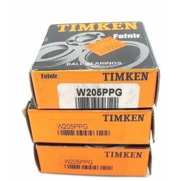 LOT OF 3 NIB TIMKEN W205PPG BALL BEARINGS RADIAL DEEP GROOVE 25X25X20.6MM