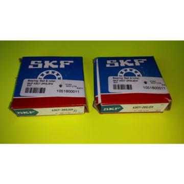 SKF 6307-2RSJEM Electric Motor Shielded Radial Ball Bearing  (lot of 2)  NIB