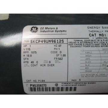 GE GENERAL ELECTRIC 4M356 A,5KCP49UN9612 S,1HP, CAT# P184 Blower Motor(Grainger)