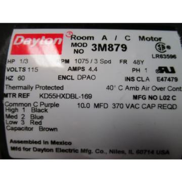 Dayton 3M879 Watt Trimmer, 1/3 HP Room Air Conditioner Motor, Grainger