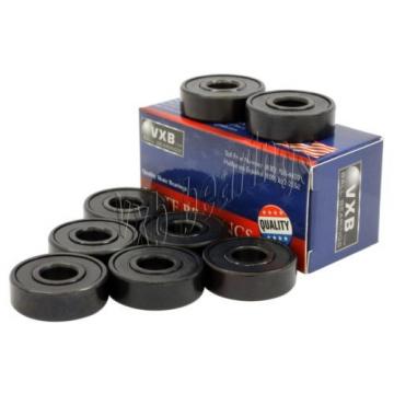 Cool Set of 8 Skateboard Bearing Bronze Cage Sealed Black Ball Bearings Rolling