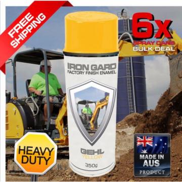 6x IRON GARD Spray Paint GEHL YELLOW Excavator Digger Dozer Loader Bucket Auger