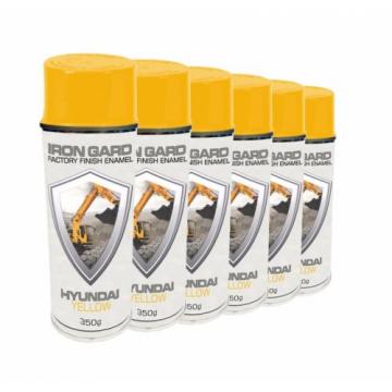 6x IRON GARD Spray Paint HYUNDAI YELLOW Excavator Digger Dozer Loader Skid Steer