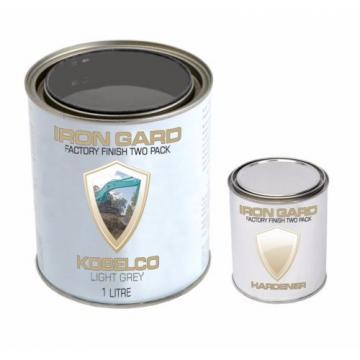 IRON GARD 1L Two Pack Paint KOBELCO LIGHT GREY Excavator Bucket Attach Mini Dig