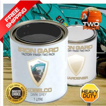 IRON GARD 1L Two Pack Paint KOBELCO DARK GREY Excavator Bucket Attach Mini Dig