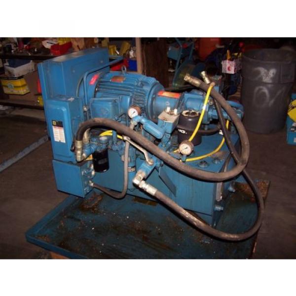 VICKERS 15 HP HYDRAULIC POWER UNIT 30 GALLON 3000 PSI PVQ20-B2R-SE1S-21 #1 image