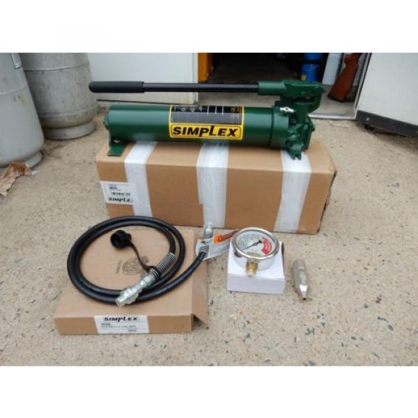 SIMPLEX P82A HYDRAULIC HAND PUMP W/ HOSE &amp; COUPLER 15,000PSI GAUGE &amp; BLOCK NEW #1 image