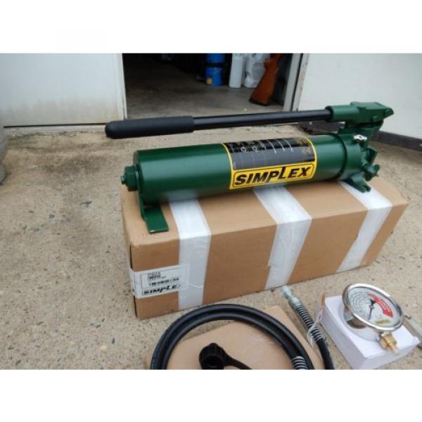 SIMPLEX P82A HYDRAULIC HAND PUMP W/ HOSE &amp; COUPLER 15,000PSI GAUGE &amp; BLOCK NEW #5 image