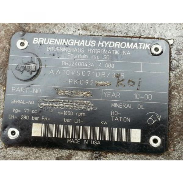 BRUENINGHAUS REXROTH AA10VS071DR/30R-PKC92N00 K01 HYDRAULIC PUMP 1800RPM 280BAR #2 image