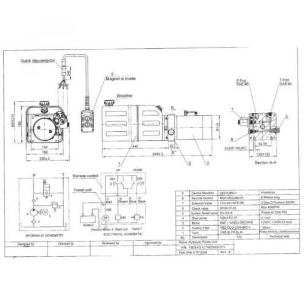 12V Single Acting Hydraulic Power unit, 8 Liter Poly Tank, Dump Trailer, DTP3208 #2 image