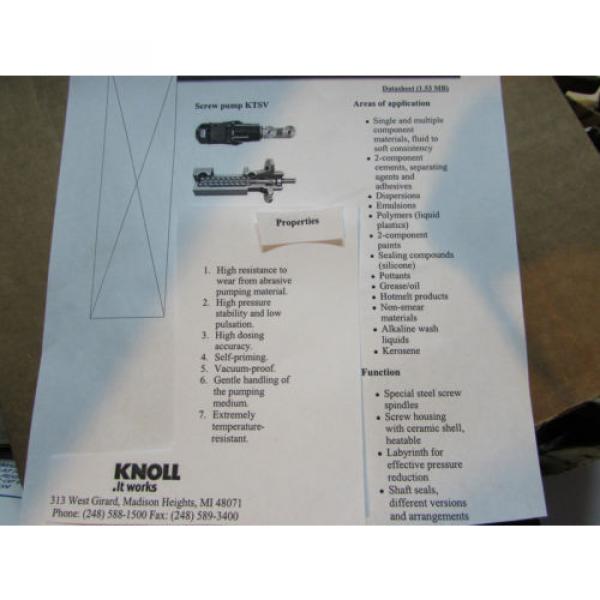 KNOLL COOLANT SCREW PUMP KTS32-76-T5-A-G-KB SER#278846 MFG#200611361 #5 image