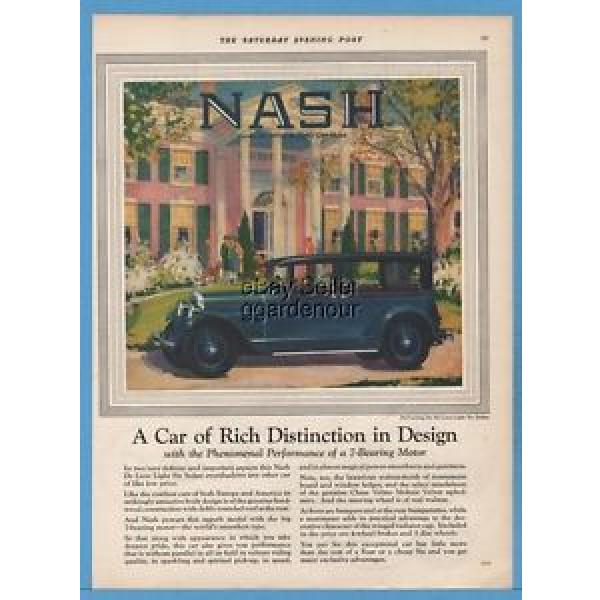 1927 Nash Sedan Vintage Motor Car 7 Bearing Deluxe Light Six 1920s Art Ad #1 image