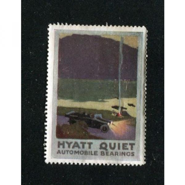 Vintage Poster Stamp Label HYATT QUIET AUTOMOBILE BEARINGS car on beach night #1 image