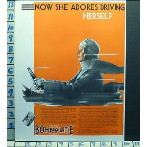 1929 BOHNLITE BEARING WOMEN FLAPPER CAR AUTO RACING GARAGE VINTAGE AD  M74 #1 image