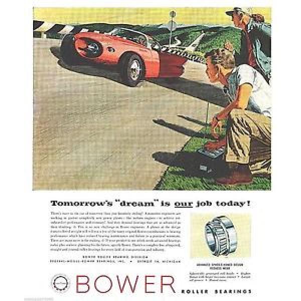 1957 Detroit Automobile Racing Track Bower Roller Bearings Print Ad 10.5&#034; x 13&#034; #1 image