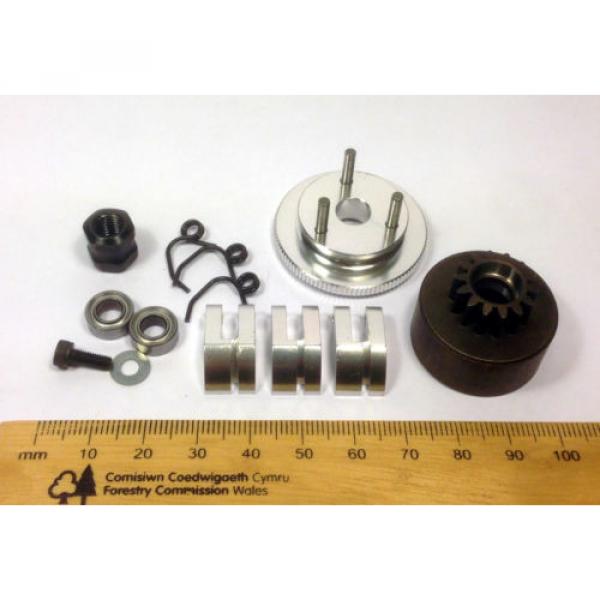 Clutch &amp; Flywheel kit for .21 1/8 RC Nitro Buggy/Car 14T Alloy Shoes/Bearings #1 image