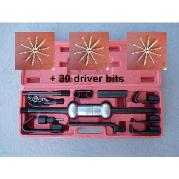 DENT PULLER SLIDING HAMMER CAR BEARING HUB KIT SET 12 PC + 30 DRIVER BITS #1 image