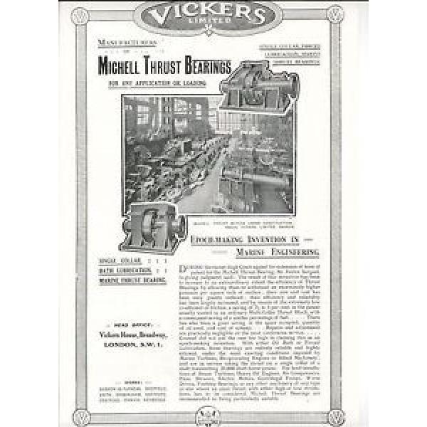 Vickers Barrow Michell Marine Ship Thrust Bearings 1919 Vintage Advert #1 image