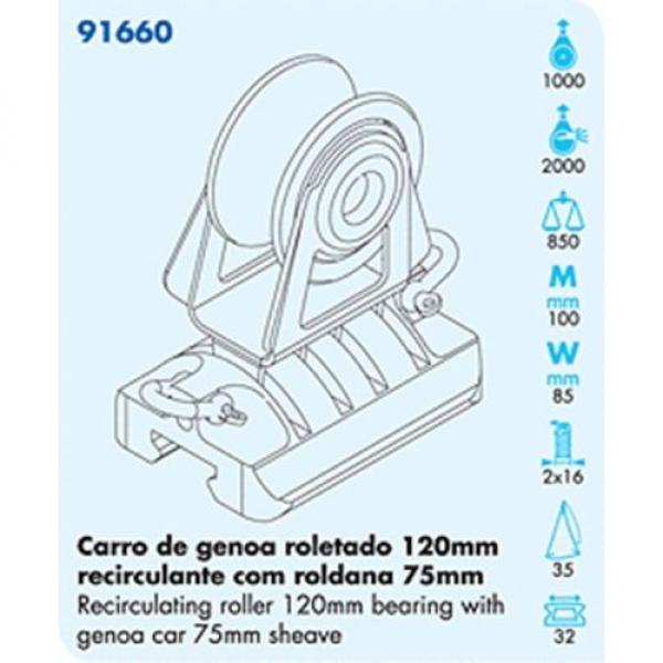 NAUTOS 91660 - RECIRCULATING ROLLER BEARING 120 MM GENOA CAR - 75MM SHEAVE #1 image