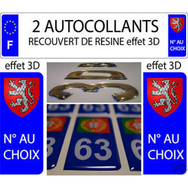 2 sticker car registration plate EFFECT 3D RESIN COAT OF ARMS BEARINGS BUGEY #1 image