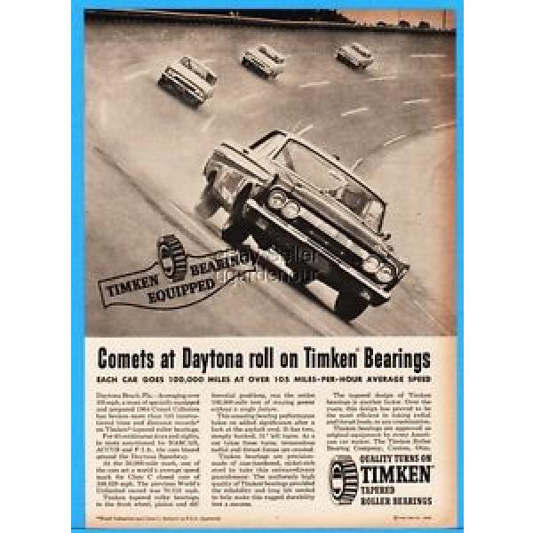 1963 Mercury Comet At Daytona Racing NASCAR Race Timken Bearings Print Ad #1 image