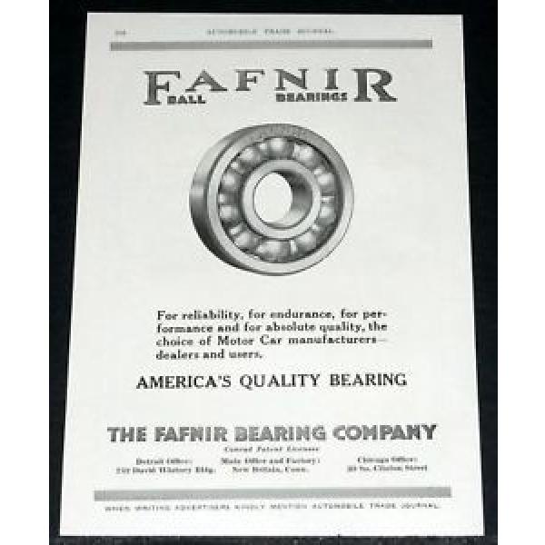 1917 OLD MAGAZINE PRINT AD, FAFNIR, MOTOR CAR BALL BEARINGS, ENDURANCE QUALITY! #1 image