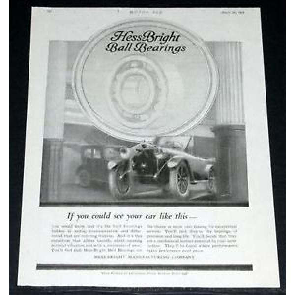 1918 OLD WWI MAGAZINE PRINT AD, HESS -BRIGHT, CAR BALL BEARINGS! #1 image