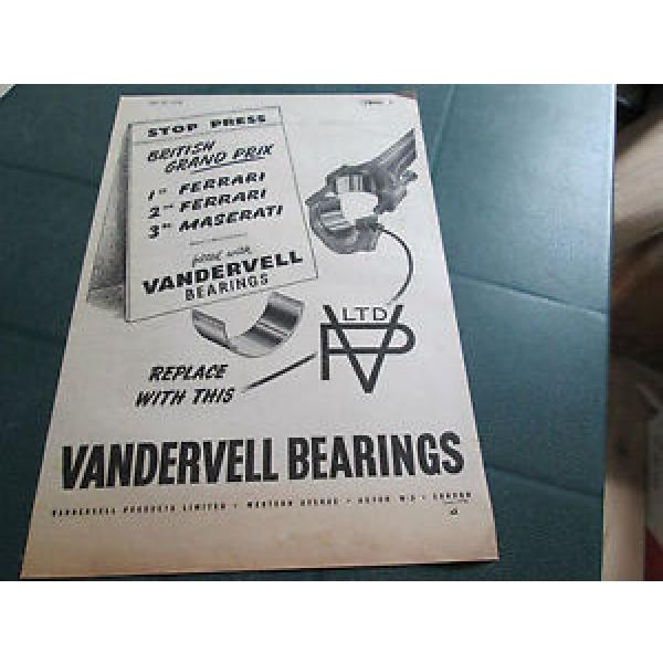 (#4) GENUINE 1950&#039;S MOTORING ADVERT - VANDERVELL BEARINGS #1 image