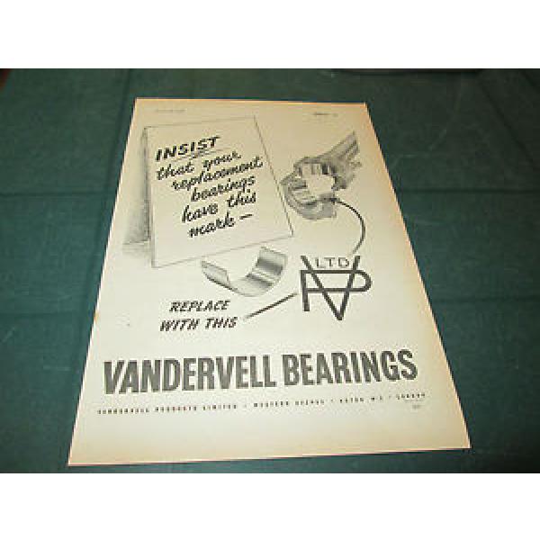 (#)  VINTAGE MOTORING ADVERT VANDERVELL BEARINGS 6TH OCTOBER 1954 #1 image