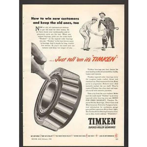 1950 Print Advertisement AD Timken Tapered Roller Bearings Just tell em #1 image