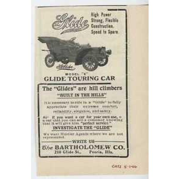 1906 Glide Model E Peoria IL Auto Ad Sartus Ball Bearing Co ma6607 #1 image