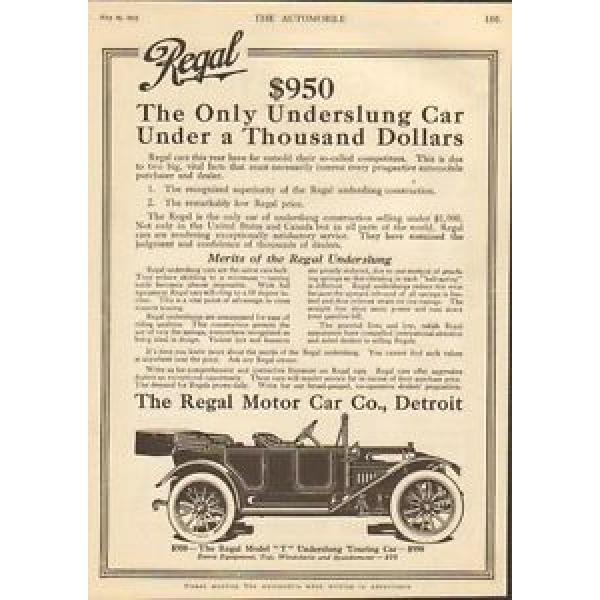 1913 Regal Model T Detroit MI Auto Ad Gurney Ball Bearing Co ma9598 #1 image