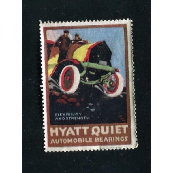 Vintage Poster Stamp Label HYATT QUIET AUTOMOBILE BEARINGS open top car #1 image