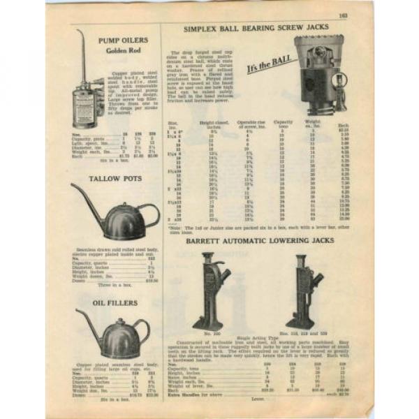 1936 ADVERTISEMENT Barrett&#039;s Auto Car Automobile Jacks Ajax Simplex Ball Bearing #1 image