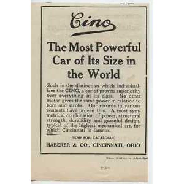 1912 Cino Automobile Cincinnati OH Auto Ad Schafer Ball Bearings ma5628 #1 image