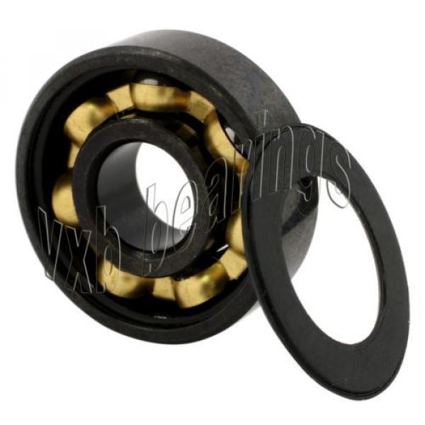 16 inline Skate Sealed Bearing Bronze Cage Black Ball Bearings Rolling #4 image