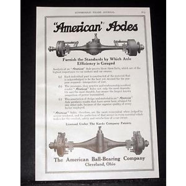 1914 OLD MAGAZINE PRINT AD, AMERICAN BALL-BEARING AXLES, EFFICIENCY STANDARD! #1 image