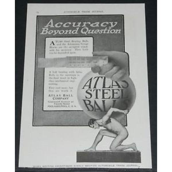 1917 OLD MAGAZINE PRINT AD, ATLAS STEEL BALL BEARINGS, ACCURACY BEYOND QUESTION! #1 image