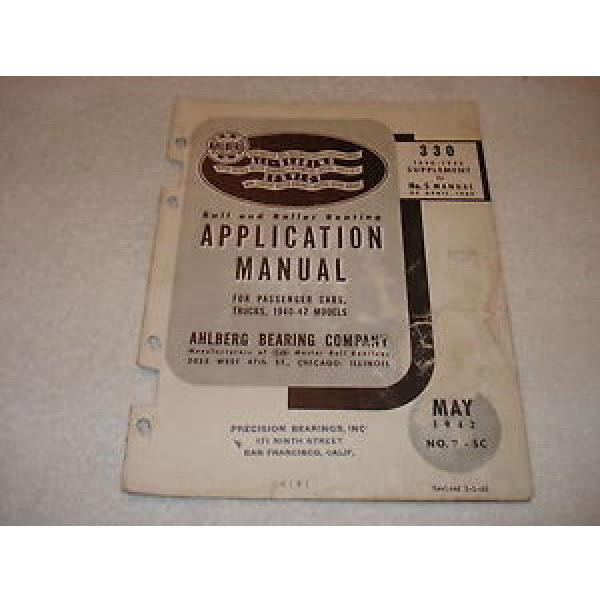 Ahlberg Ball &amp; Roller Bearing Application Manual 1940-1942 Car &amp; Truck #1 image