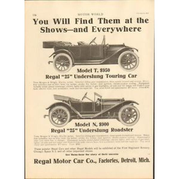 1914 Regal Model N Detroit MI Auto Ad Timken Roller Bearing Co ma9605 #1 image