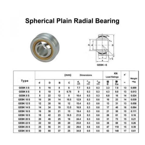 1pc new GEBK10S PB10 Spherical Plain Radial Bearing 10x26x14mm ( 10*26*14 mm ) #2 image