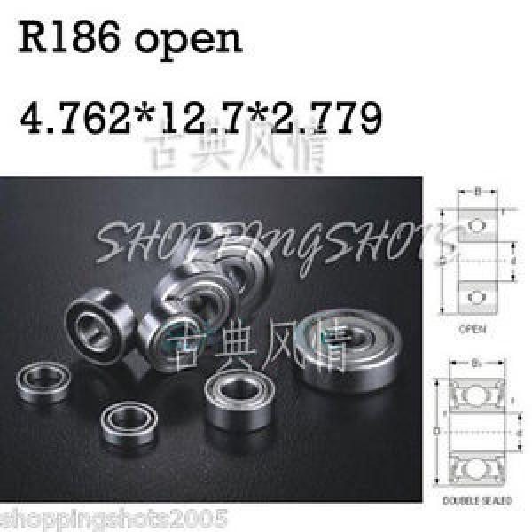 10pcs R186 open 3/16&#034;x 1/2&#034;x 1.094&#034; inch Miniature Ball Radial Ball Bearings #1 image
