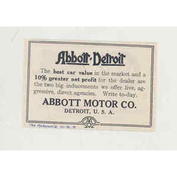 1914 Abbott Detroit Auto Ad S.R.O. Ball Bearing Marburg Brothers Toronto ma0329 #1 image