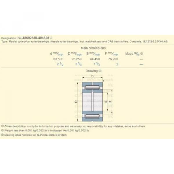 Timken Torrington IR-404828 Radial cylindrical roller bearing Needle bearing NEW #5 image